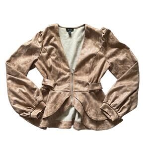 Ruffled Peplum Pink Faux Suede Snakeskin Size Medium Shaket Feminine Baddie Chic